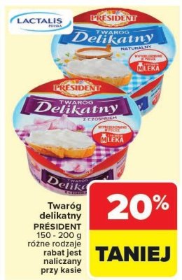 Twaróg delikatny PRÉSIDENT różne rodzaje promocja w Carrefour