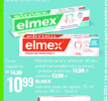 Pasta do zębów Elmex sensitive promocja w Super-Pharm