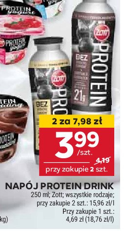 Napój proteinowy czekoladowy Zott protein promocja