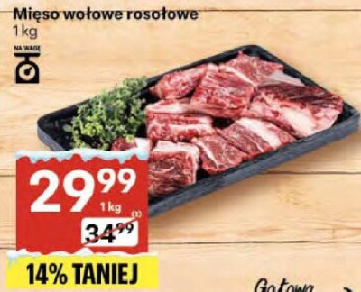 Mięso wołowe rosołowe promocja w Delikatesy Centrum
