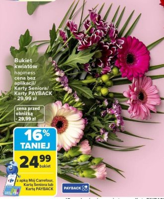 Bukiet kwiatów hapiness Carrefour promocja w Carrefour