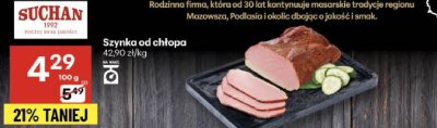 Szynka od chłopa Suchan promocja w Delikatesy Centrum