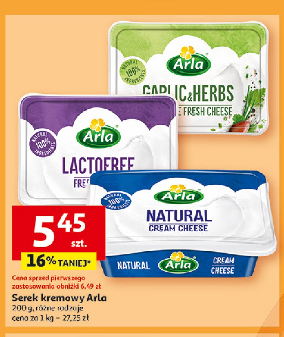 Serek kremowy naturalny Arla apetina promocja w Auchan