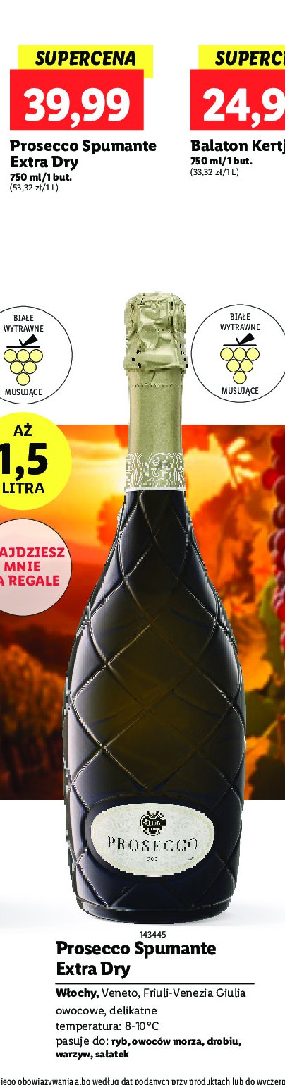 Wino Prosecco spumante extra dry promocja