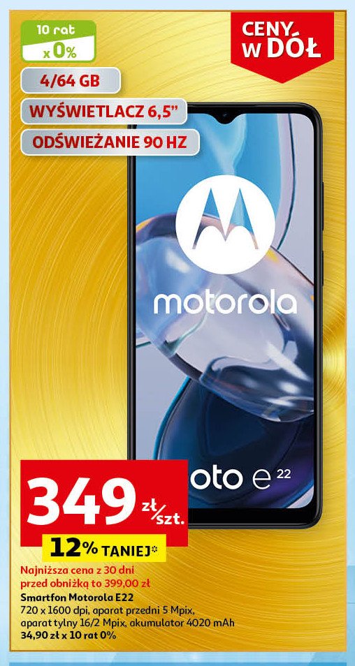 Smartfon e22 black Motorola promocja