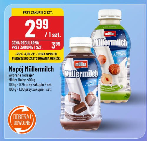 Napój mleczny czekoladowo-orzechowy Mullermilch promocja