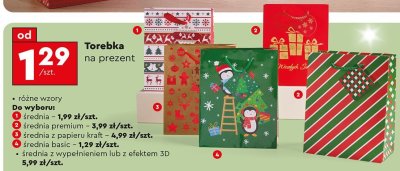 Torebka na prezent średnia basic, różne wzory promocja w Biedronka