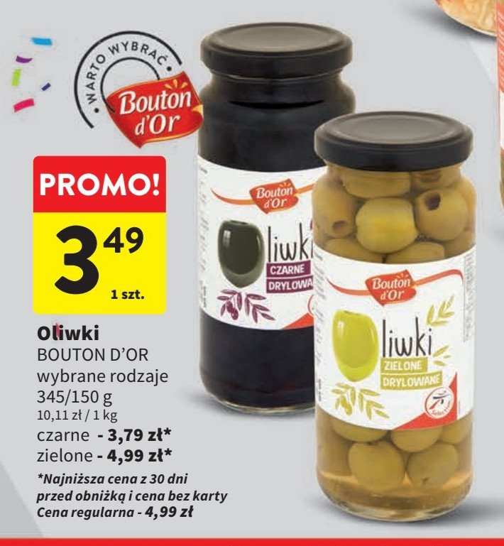 Oliwki czarne drylowane Bouton d'or promocja