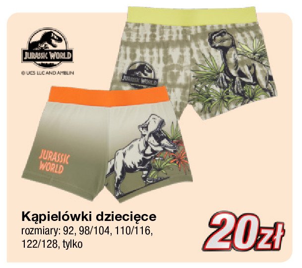 Kąpielówki dziecięce 92-128 jurassic world promocja