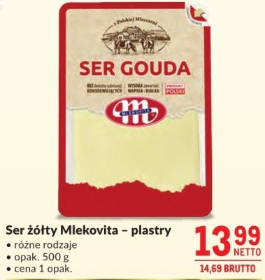 Ser żółty Mlekovita - plastry różne rodzaje promocja w Makro