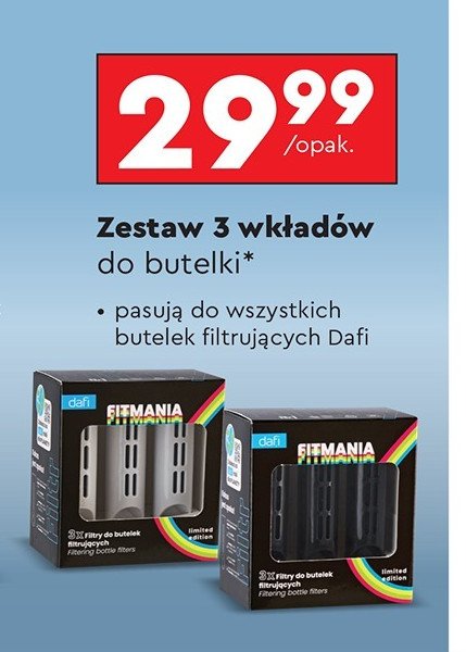 Wkłady do butelek fitmania Dafi promocja w Biedronka