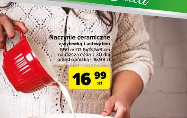 Naczynie ceramiczne z wylewką i uchwytem promocja w Carrefour