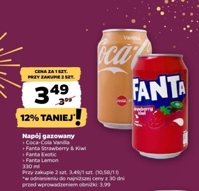 Napój gazowany Fanta Strawberry & Kiwi promocja w Netto
