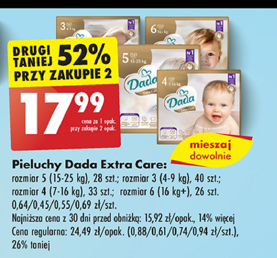 Pieluszki dla dzieci extra large Dada extra care promocja