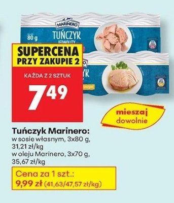 Tuńczyk w oleju Marinero 3x70 g promocja w Biedronka