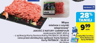 Mięso mielone z szynki wieprzowej  promocja w Carrefour