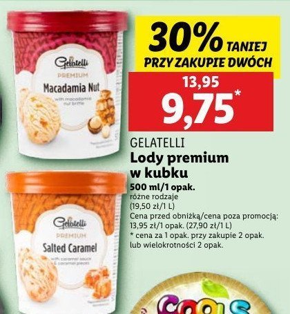 Lody premium orzech makadamia Gelatelli promocja