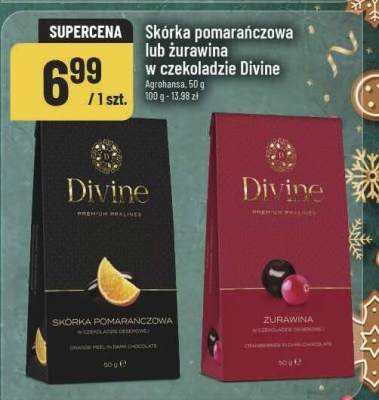 Skórka pomarańczowa lub żurawina w czekoladzie Divine Agrohanska promocja w POLOmarket