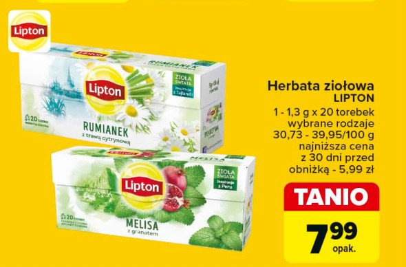 Herbatka melisa z granatem Lipton zioła świata promocja