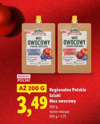 Mus owocowy Regionalne Polskie Szlaki różne rodzaje promocja w Lidl