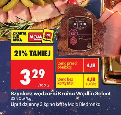 Szynka z wędzarni Kraina Wędlin Select promocja w Biedronka