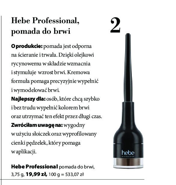 Pomada do brwi 01 Hebe professional lasting brow promocja