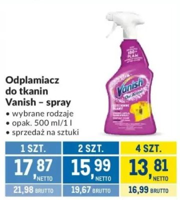 Odplamiacz do tkanin Vanish - spray promocja w Makro
