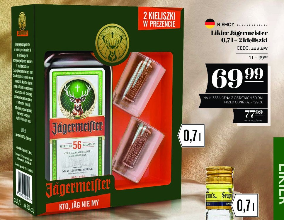 Likier + 2 kieliszki Jagermeister promocja w POLOmarket