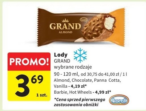 Lód panna cotta Koral grand promocja