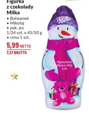 Czekoladowa figurka Milka bałwanek promocja w Makro