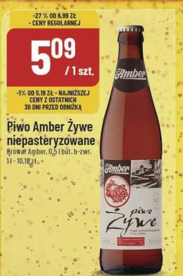 Piwo Amber Żywe niepasteryzowane Browar Amber promocja w POLOmarket