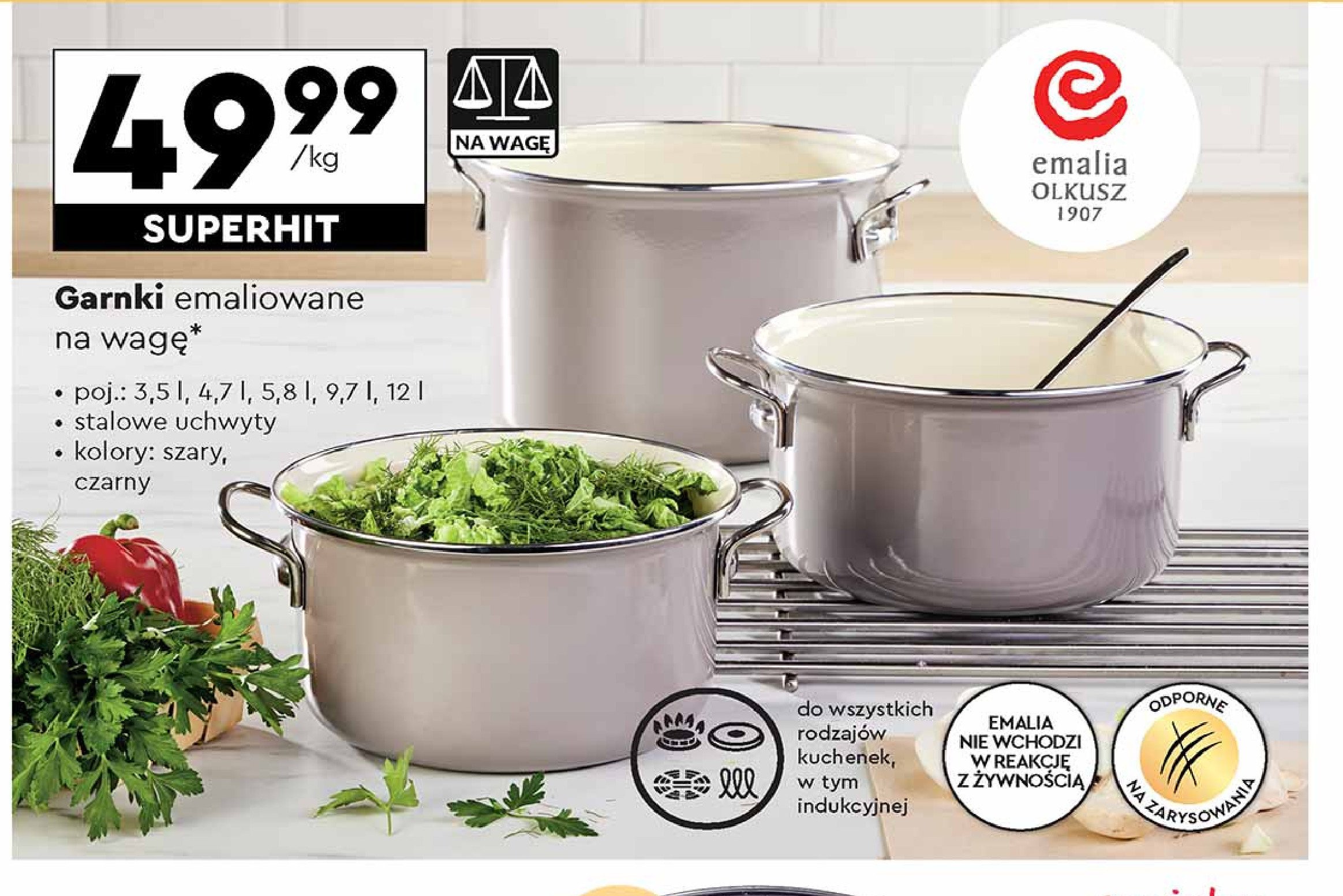 Garnek emaliowany 30 cm 13.5 l Emalia olkusz promocja