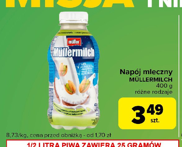 Napój mleczny kokosowo-pistacjowy Mullermilch promocja w Globi