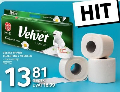 Papier toaletowy VELVET PAPIER TOALETOWY 10 ROLEK promocja w Selgros