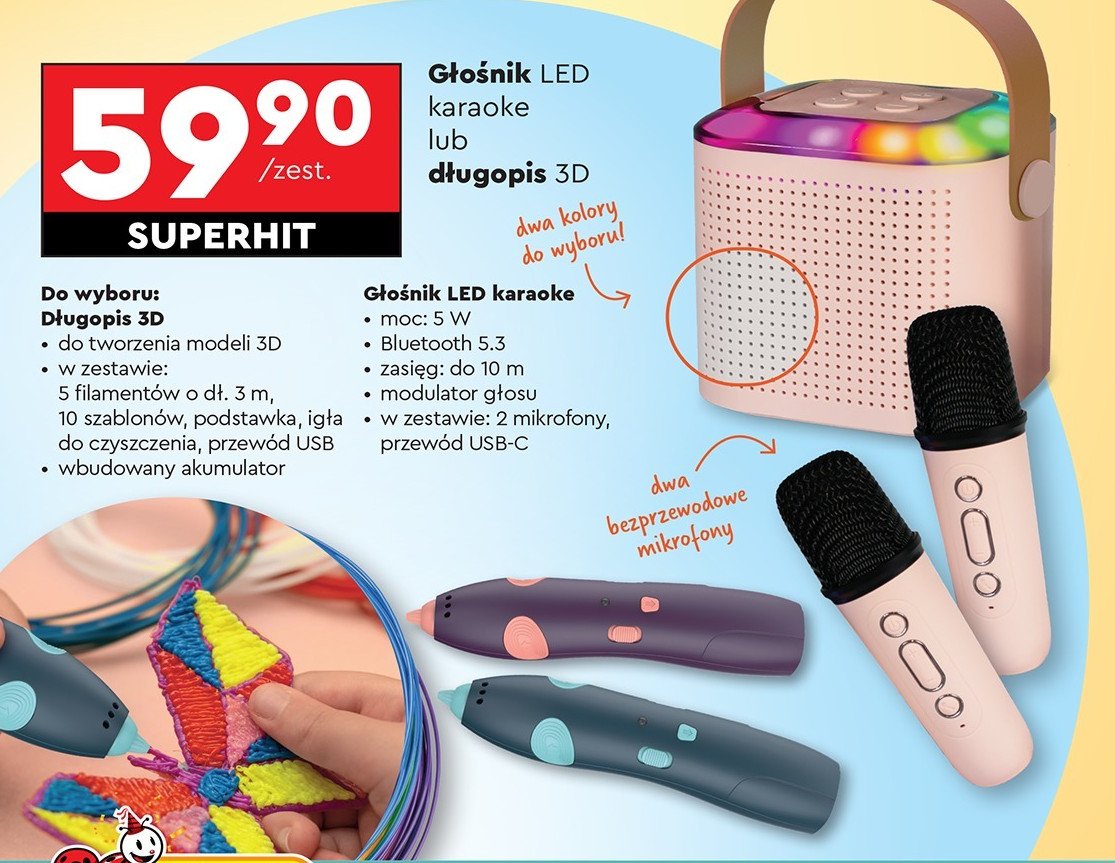 Głośnik led karaoke Forever promocja w Biedronka