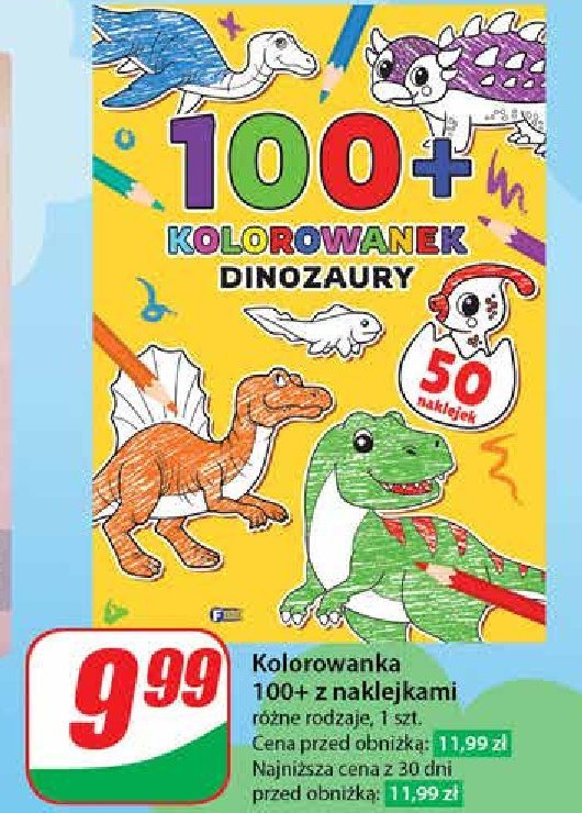 Kolorowanka z naklejkami dinozaury promocja