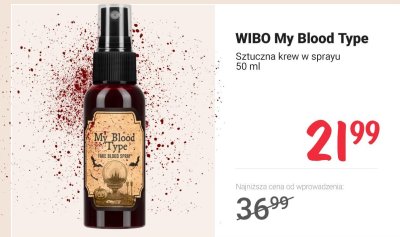 Sztuczna krew w sprayu My Blood Type promocja w Rossmann