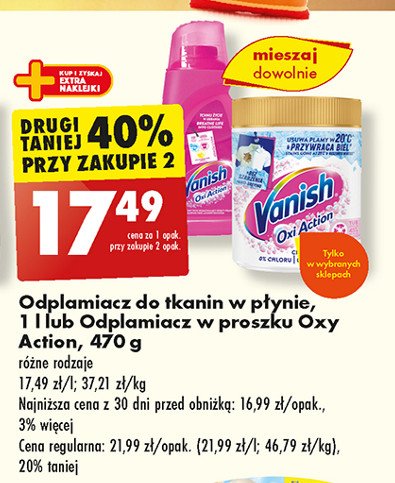 Odplamiacz w proszku white Vanish oxi action promocja