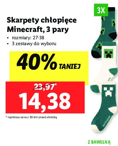 Skarpetki ch艂opi臋ce minecraft 27-38 promocja