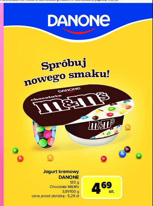 Jogurt m&m's Danone fantasia promocja w Carrefour Market