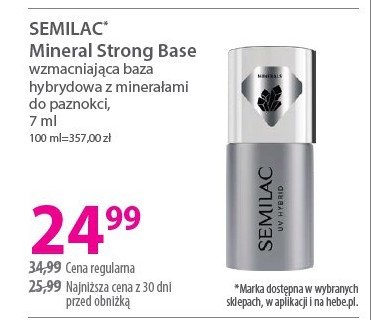 Baza do lakierów hybrydowych mineral strong base Semilac promocja w Hebe