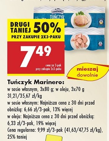 Tuńczyk w oleju słonecznikowym Marinero promocja w Biedronka