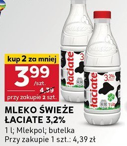 Mleko świeże Łaciate 3,2% Mlekpol promocja w Stokrotka