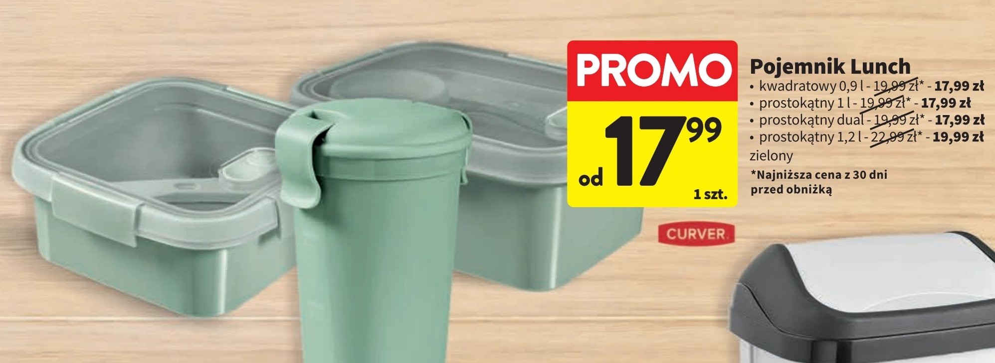 Pojemnik prostokątny dual 0.6 l + 0.3 l Curver promocja w Intermarche