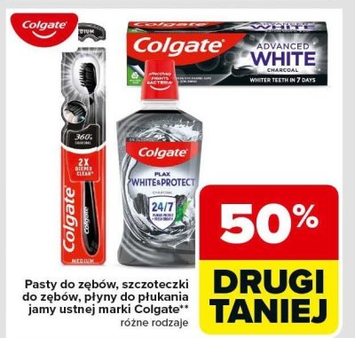 Pasty do zębów, szczoteczki do zębów, płyny do płukania jamy ustnej marki Colgate różne rodzaje promocja w Carrefour Market