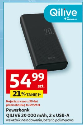 Powerbank QILIVE 20 000 mAh, 2 x USB-A promocja w Auchan
