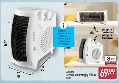 Grzejnik wolnostojący AMBIANO 2000 W promocja w Aldi