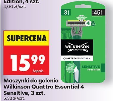 Maszynki do golenia Wilkinson Quattro Essential 4 Sensitive, 3 szt. promocja w Biedronka