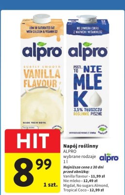 Napój roślinny ALPRO Vanilla flavour promocja w Intermarche