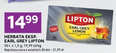 Herbata ekspresowa Earl Grey Lemon Lipton promocja w Stokrotka